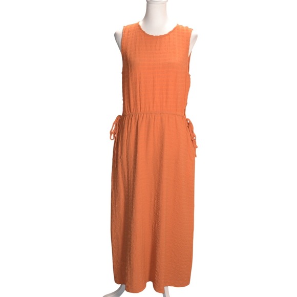 Compania Fantastica Dresses & Skirts - Compania Fantastica Maxi Dress Womens Large Orange Textured Side Tie Cut Out L